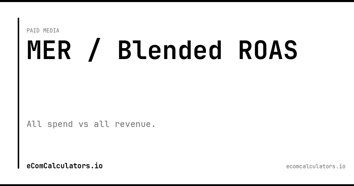 MER / Blended ROAS Calculator — Free Ecommerce Tool | eComCalculators.io