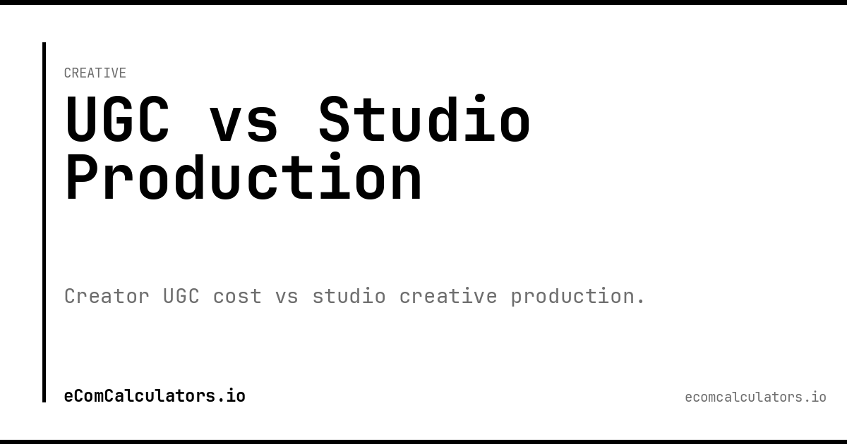 UGC vs Studio Production Cost Calculator | eComCalculators.io